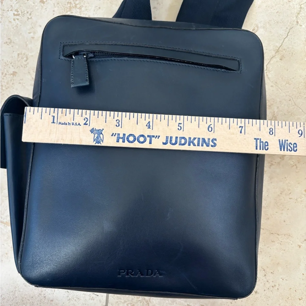 Prada Leather Navy Crossbody Bag with nylon strap Travel